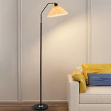 Elegant Minimalist Floor Lamp with Pleated Fabric Shade - 1-Light