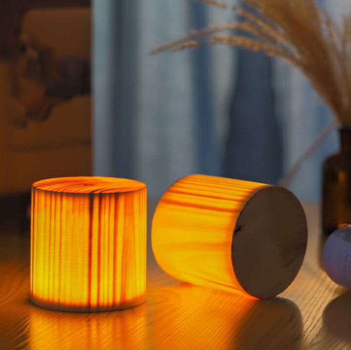 Creative Wooden LED Touch Night Light Table Lamp