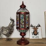 Handcrafted Vintage Turkish Stained-Glass Lantern Table Lamp, 1-Light