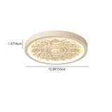 Modern Minimalist Carved Iron, Resin & Acrylic LED Flush Mount Ceiling Light for Bedroom