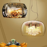 Elegant Modern Glass Shade 6-Light Crystal Hanging Chandelier