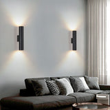 Sleek Aluminum 2-Light Cylindrical Wall Sconce Lamp