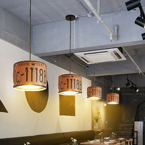 Retro Metal License Plate 3-Light Chandelier - Creative Vintage Style