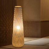 Modern Bamboo Weave Column LED Floor Lamp – 1-Light Standing Lamp