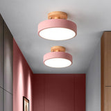 Nordic Round Log LED Ceiling Light - Semi-Flush Mount, Modern Nordic Design