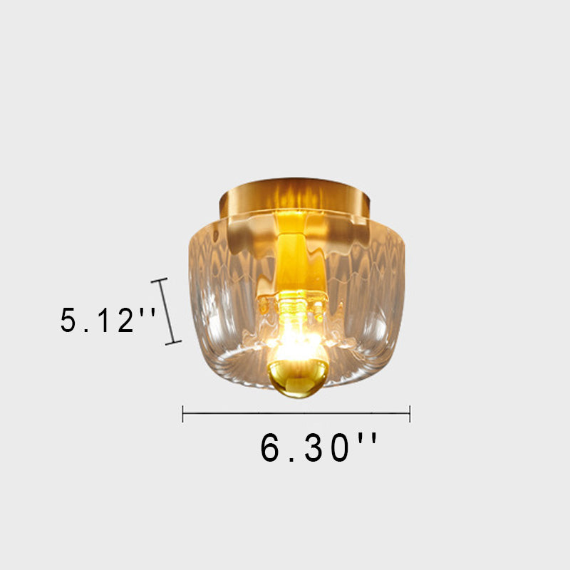 Modern Luxury Full-Copper Sun-Shaped Glass 1-Light Dual-Purpose Flush Mount Light