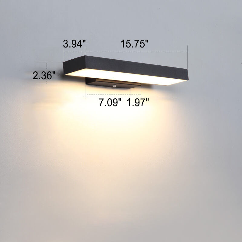 Sleek Modern Minimalist Rectangular Flat LED Sensor Wall Sconce Lamp – Outdoor Waterproof Exterior Lighting