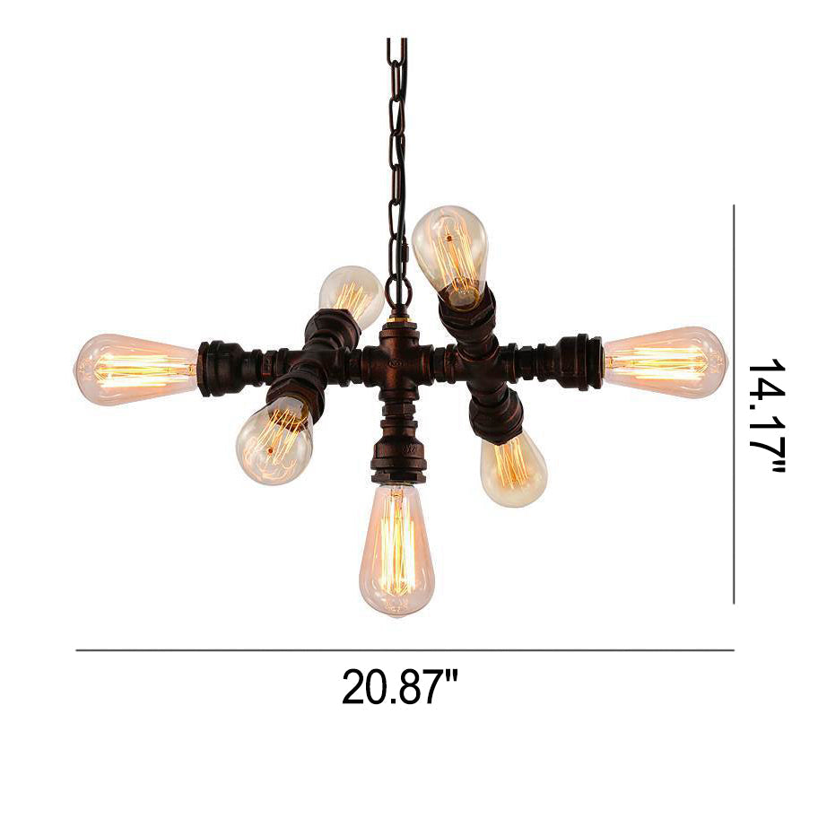 7-Light Industrial Iron Water Pipe Chandelier