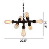 7-Light Industrial Iron Water Pipe Chandelier