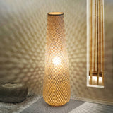 Modern Bamboo Weave Column LED Floor Lamp – 1-Light Standing Lamp