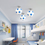 Creative Basketball & Soccer Glass 1-Light Semi-Flush Mount Ceiling Light