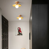 Nordic-Inspired Wooden Dome 1-Light Semi-Flush Mount Ceiling Light