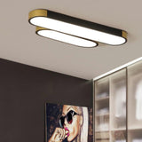 Sleek Modern Minimalist Rectangular Ring LED Flush-Mount Ceiling Light