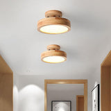 Nordic Round Log LED Ceiling Light - Semi-Flush Mount, Modern Nordic Design