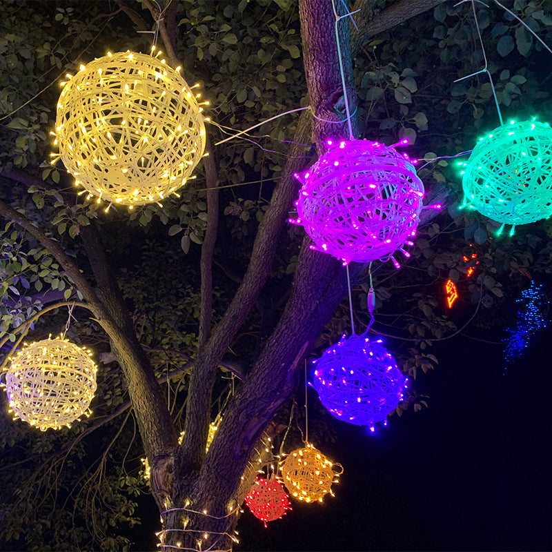 Twisted Ball LED Outdoor Hanging Light – Waterproof, Decorative Garden Light