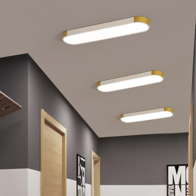 Sleek Modern Minimalist Rectangular Ring LED Flush-Mount Ceiling Light