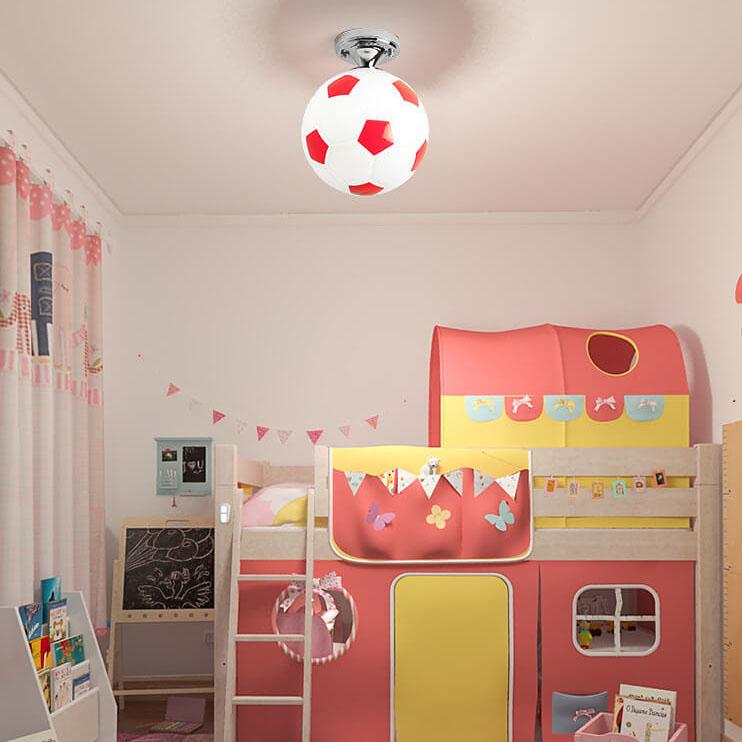 Creative Basketball & Soccer Glass 1-Light Semi-Flush Mount Ceiling Light