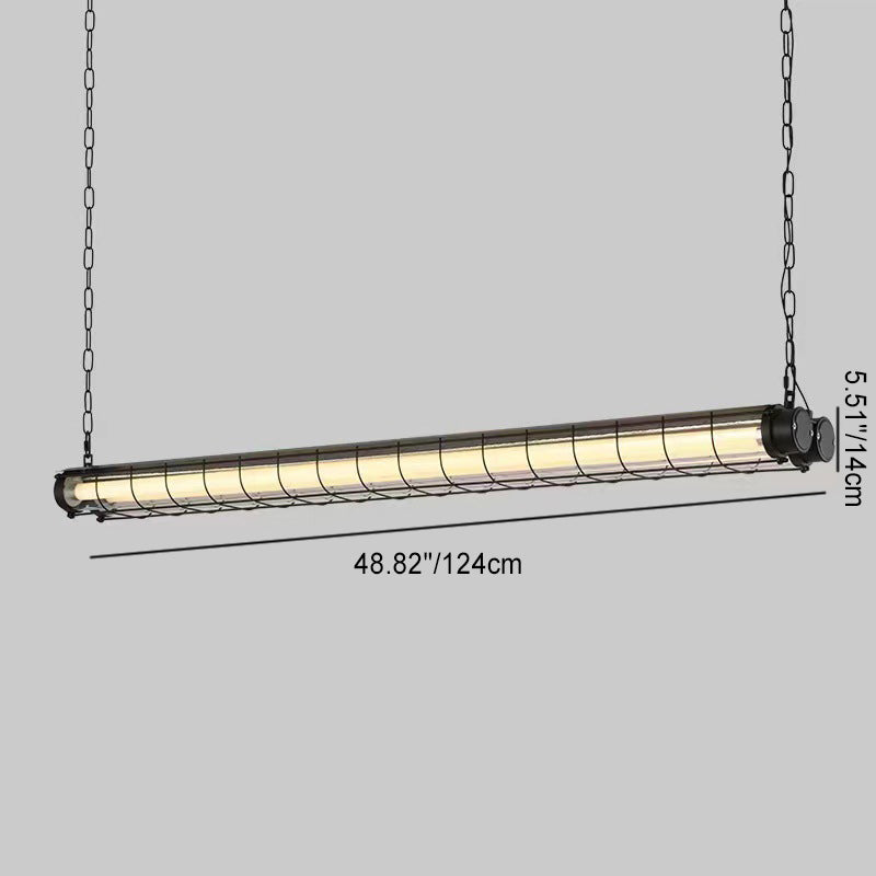Contemporary Industrial Long-Hardware Acrylic Island Pendant Chandelier with 1/2 Light for Dining Room