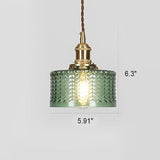 Japanese Vintage Brass Glass Round Jar Pendant Light - 1-Light Fixture