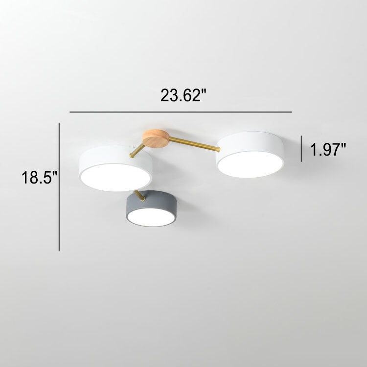 Scandinavian Minimalist Solid Wood & Iron LED Flush-Mount Light