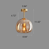 Elegant Nordic Luxury Round Glass Ball 1-Light Semi-Flush Mount Ceiling Light