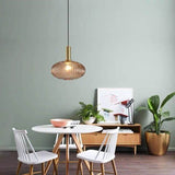 Chic Minimalist Striped Glass Lantern Pendant Light — 1 Light Fixture