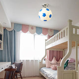 Creative Basketball & Soccer Glass 1-Light Semi-Flush Mount Ceiling Light