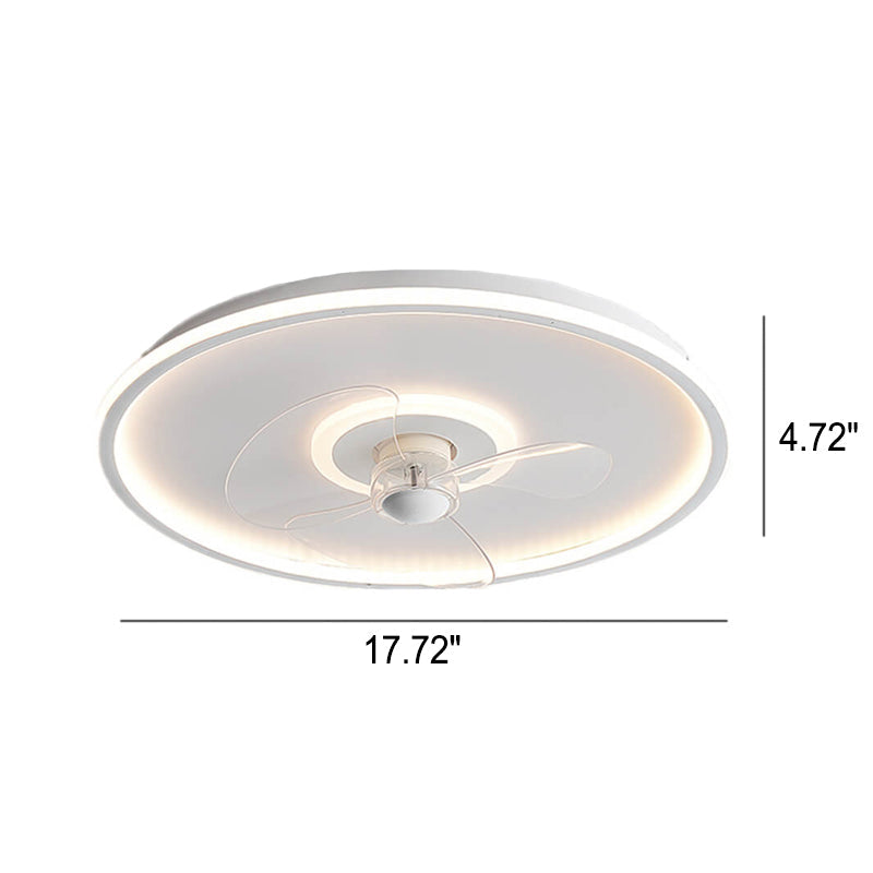 Sleek Modern Acrylic Round LED Flush-Mount Ceiling Fan with Integrated Light