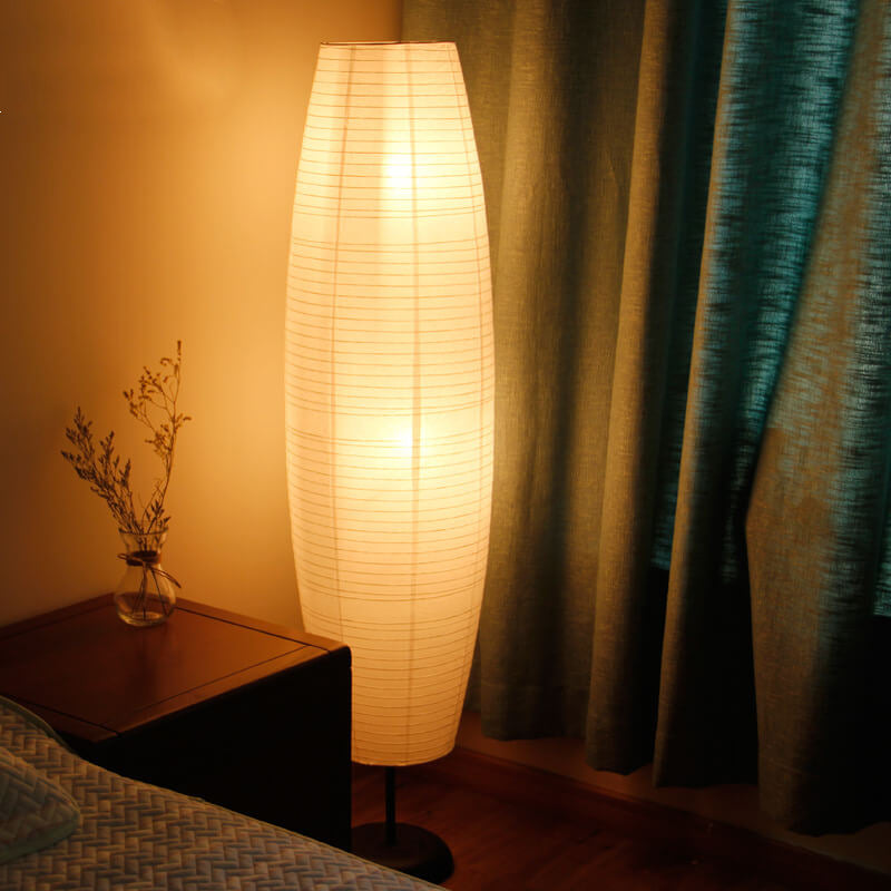 Nordic Minimalist Rice Paper Column Floor Lamp, 2-Light Standing Lamp