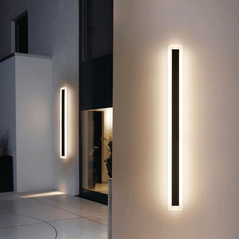 Sleek Elongated Bar 1-Light LED Outdoor Wall Light – Waterproof Acrylic Fixture