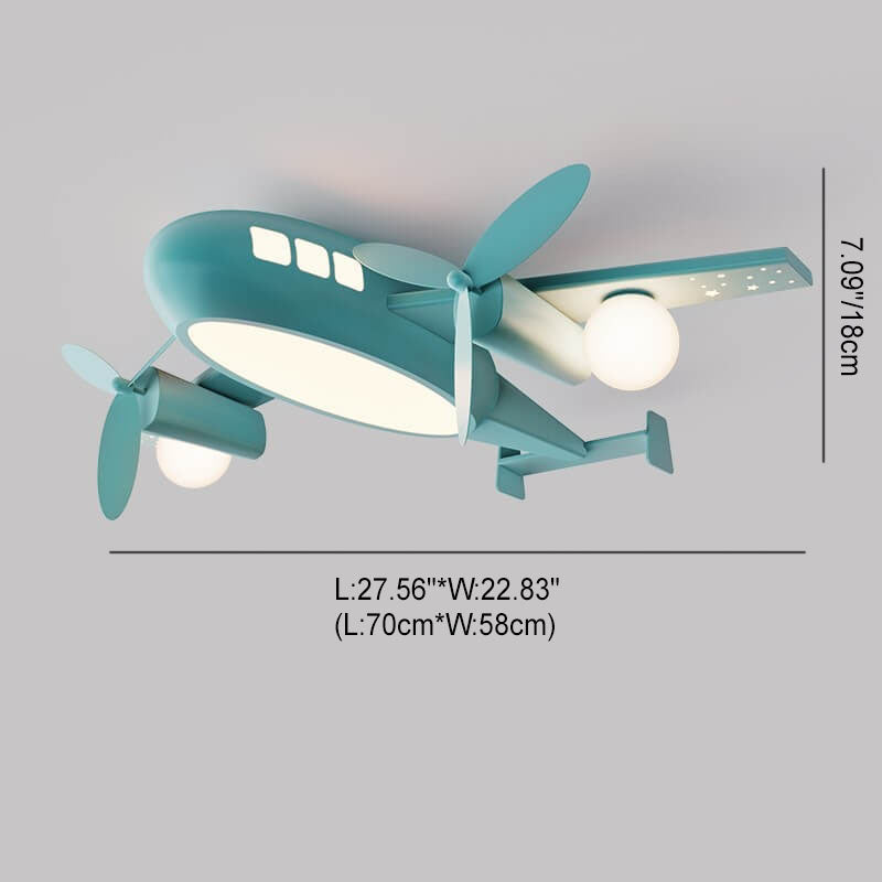 Nordic-Style Kids Cartoon Airplane LED Flush Mount Ceiling Light - Wrought Iron