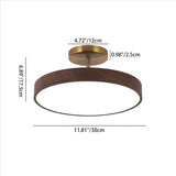 Elegant Japanese Wabi-Sabi Minimalist Wood-Grain Round LED Semi-Flush Mount Ceiling Light