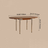 Modern Minimalist Foldable Oval Dining Table – Melamine-Faced Board, Wood & Stainless Steel, Seats 4