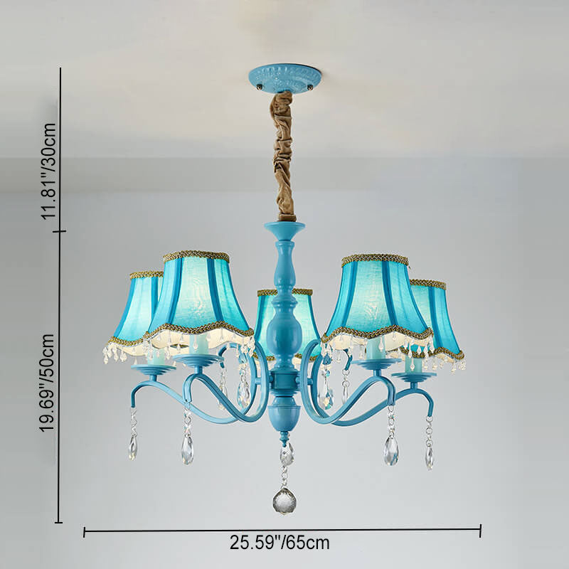 Elegant Modern Cone Iron Crystal Fabric Chandelier – 5/6/8-Light Options