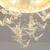 Modern Creative Cartoon Round Bird LED Flush Mount Ceiling Light - Hanging Pendant Style