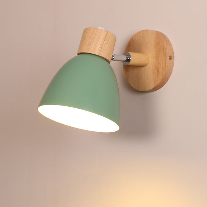 Modern Minimalist 1-Light Wall Sconce Lamp in Solid Macaron Color with Iron & Wood Finish