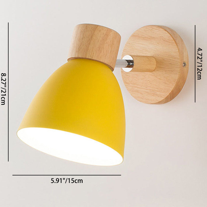 Modern Minimalist 1-Light Wall Sconce Lamp in Solid Macaron Color with Iron & Wood Finish