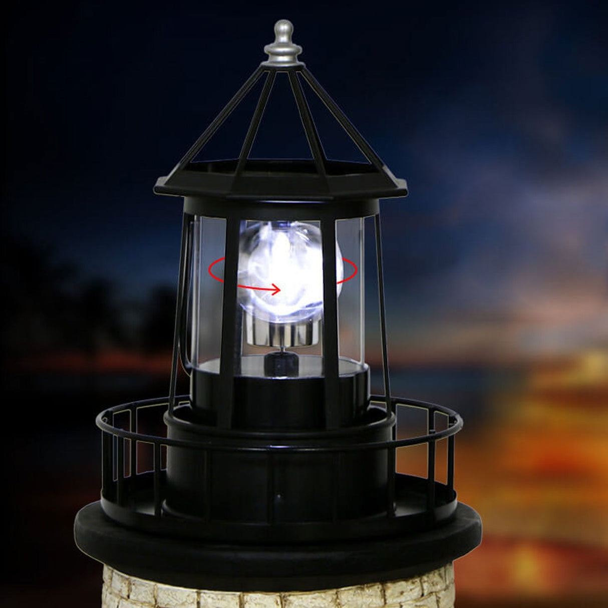 Creative Solar Rotating Tower LED Garden Light – Resin Landscape Decor for Yard & Patio