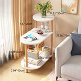 Modern Minimalist Round-Oval Solid Wood End Table with 3-Tier Storage for Living Room