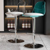 Contemporary Scandinavian Curved Acrylic Bar Stool with Metal Base — Adjustable Swivel, Backrest and Footrest for Kitchen