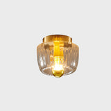 Modern Luxury Full-Copper Sun-Shaped Glass 1-Light Dual-Purpose Flush Mount Light