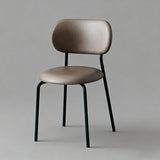Contemporary Scandinavian Round Nappa Leather Carbon Steel Legs Stackable Dining Chair Backrest For Dining Room