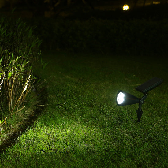 Sleek Modern Solar-Powered Waterproof Conical LED Spotlight — Outdoor Floor Plug Light