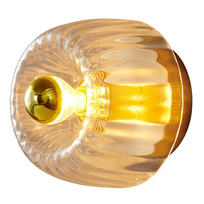 Modern Luxury Full-Copper Sun-Shaped Glass 1-Light Dual-Purpose Flush Mount Light
