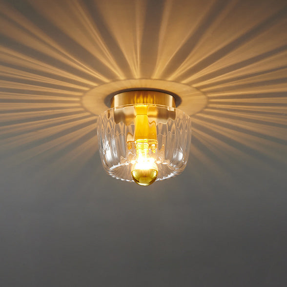 Modern Luxury Full-Copper Sun-Shaped Glass 1-Light Dual-Purpose Flush Mount Light