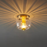 Modern Luxury Full-Copper Sun-Shaped Glass 1-Light Dual-Purpose Flush Mount Light