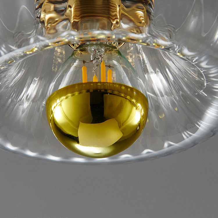 Modern Luxury Full-Copper Sun-Shaped Glass 1-Light Dual-Purpose Flush Mount Light