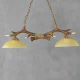 Vintage Resin Antler Chandelier with Glass Bowl Shade – 2-Light Fixture