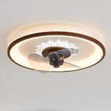 Nordic Minimalist Round LED Flush-Mount Ceiling Fan Light with Wood-Grain Acrylic Finish