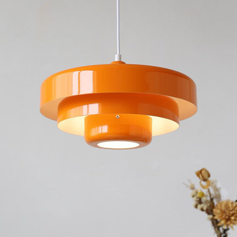 Chic Nordic Vintage Multi-Layered Round Metal Pendant Light, 1-Light